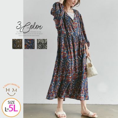 極美品 ランバン 2025SS 完売品 フラワーバックリボン ギャザーワンピース ショルダーギャザーフラワープリントワンピース｜PETAL ONLINE