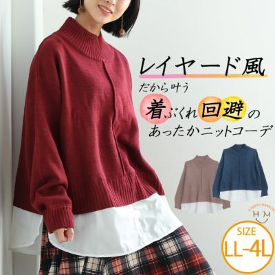 レイヤード風 ハイネック ニット