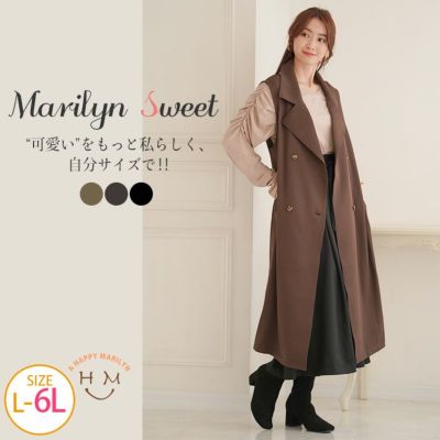 【MarilynSweet】体型別フェミニン ダブルブレスト ロングジレ