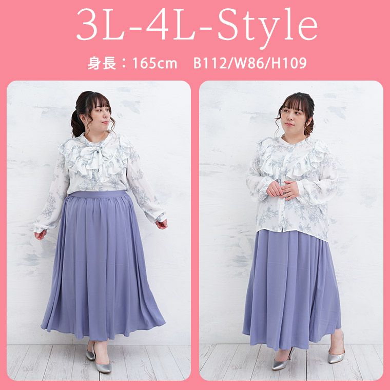 大人気作家様♡ブラウス 大きいサイズ Rin 大人の上品 トワルドジュイ柄 2wayブラウス