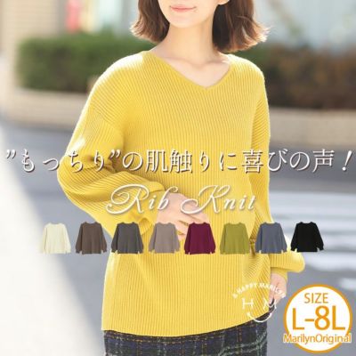 【しっかり!!もっちり!!リブ】首元スッキリ Vネック プルオーバー