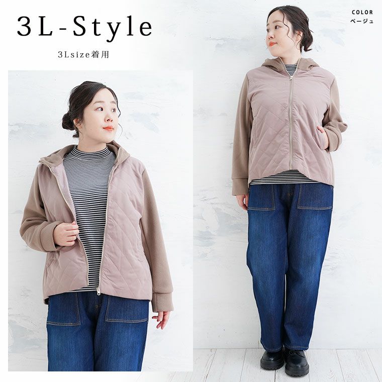 大きいサイズ 異素材 フード ショート丈コート | 大きいサイズの通販
