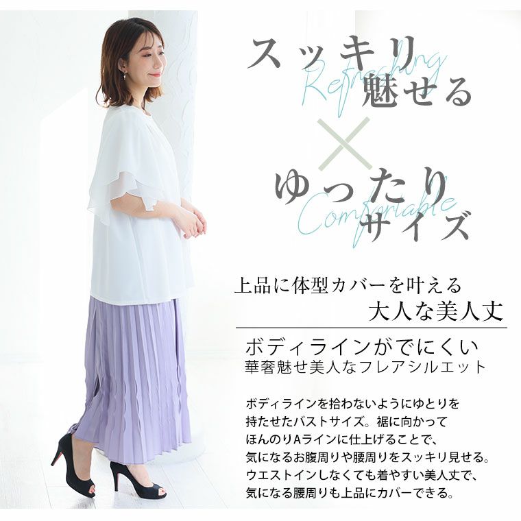 WEB限定 / リブ付 きれい見え ジョーゼット カットソー