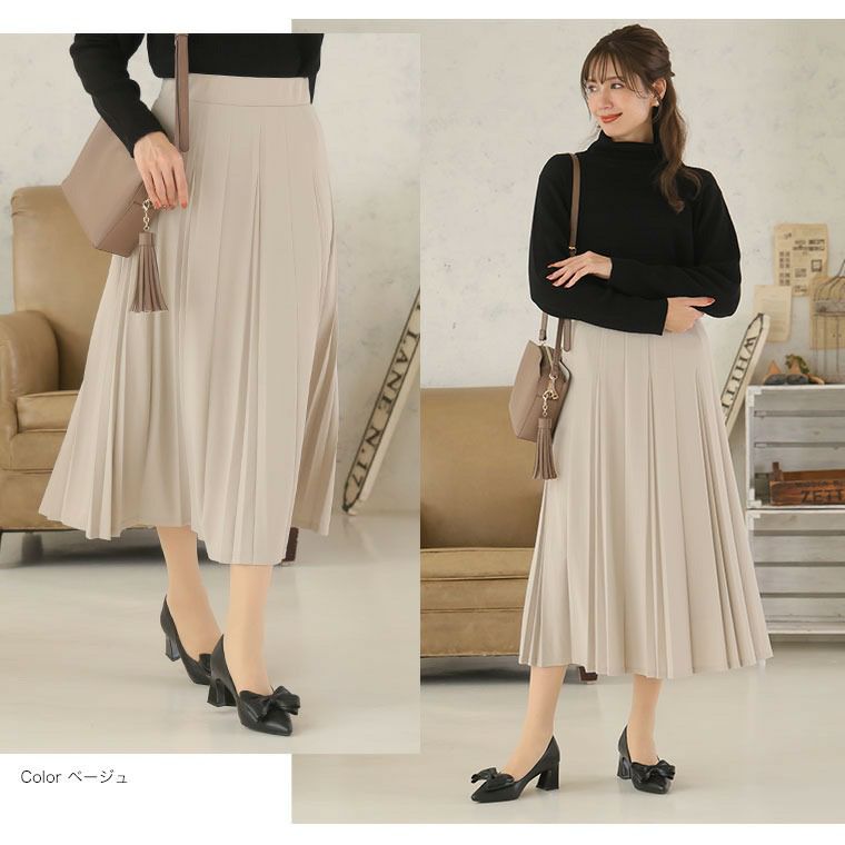 大きいサイズ Rin ざぶざぶ洗える！ 変形 プリーツ スカート